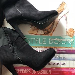 Black Knee High Suede Boots